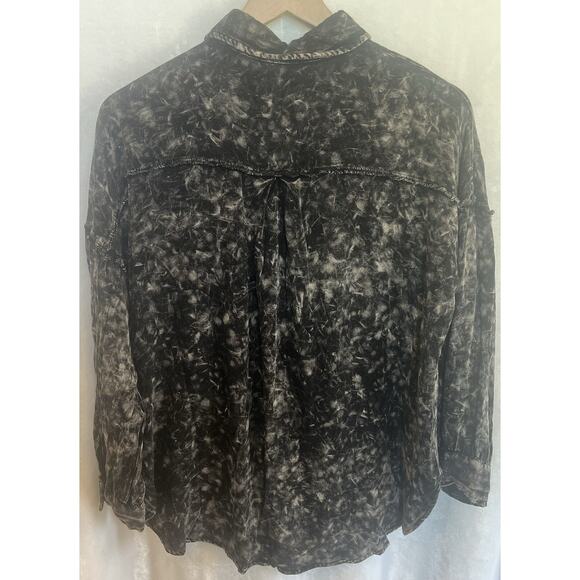 Michelle Mae Womens Y2K Acid Wash Button Blouse Top Size S Grunge Indie Skater - Picture 10 of 16